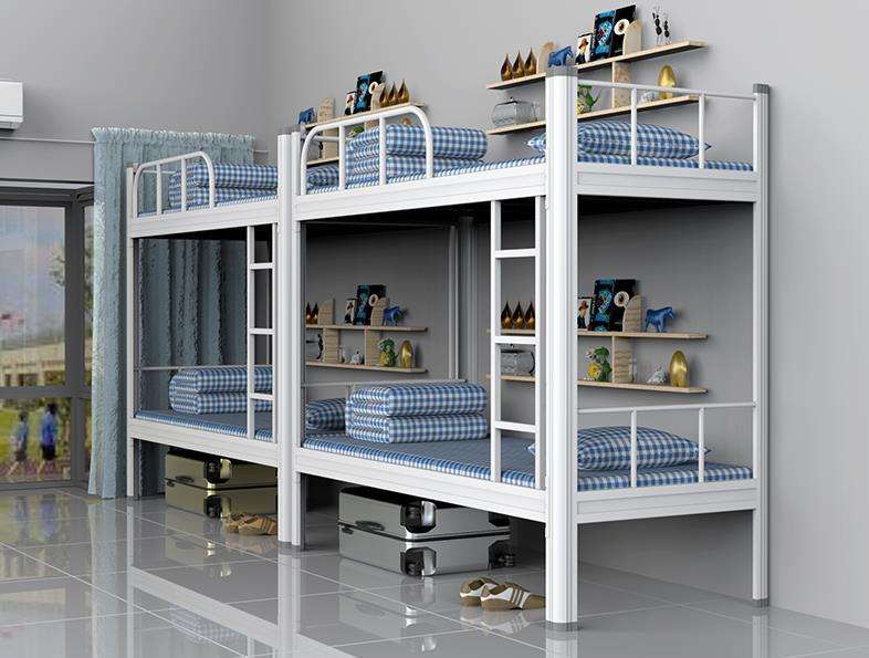 SINGLE BUNK BED - SILVER WHITE - SQUARED METAL