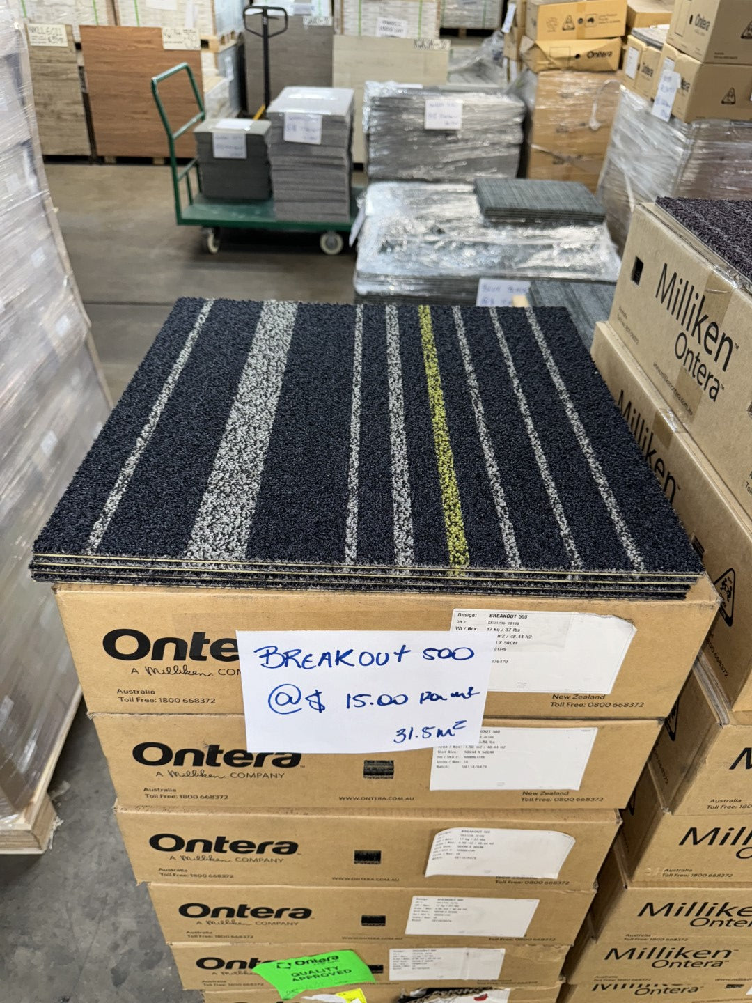 ONTERA BREAKOUT 500 (31.5sqm) CARPET TILES 50cm X 50cm SPECIAL