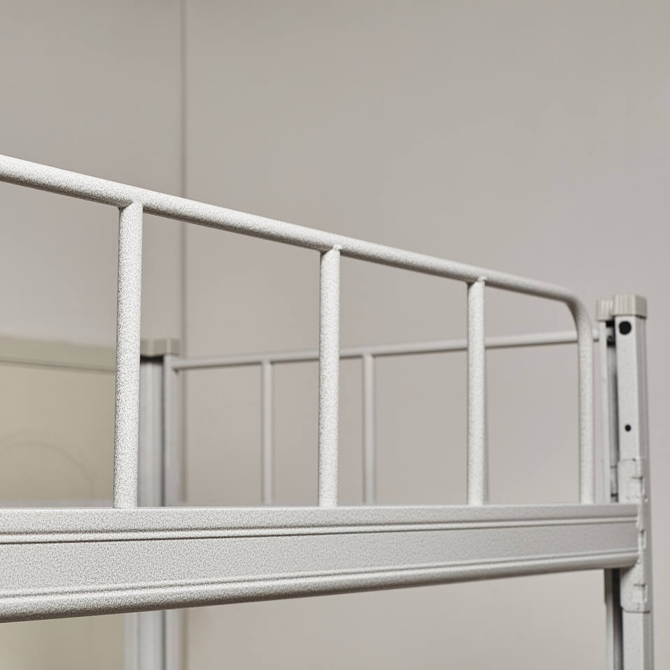 SINGLE BUNK BED - SILVER WHITE - SQUARED METAL