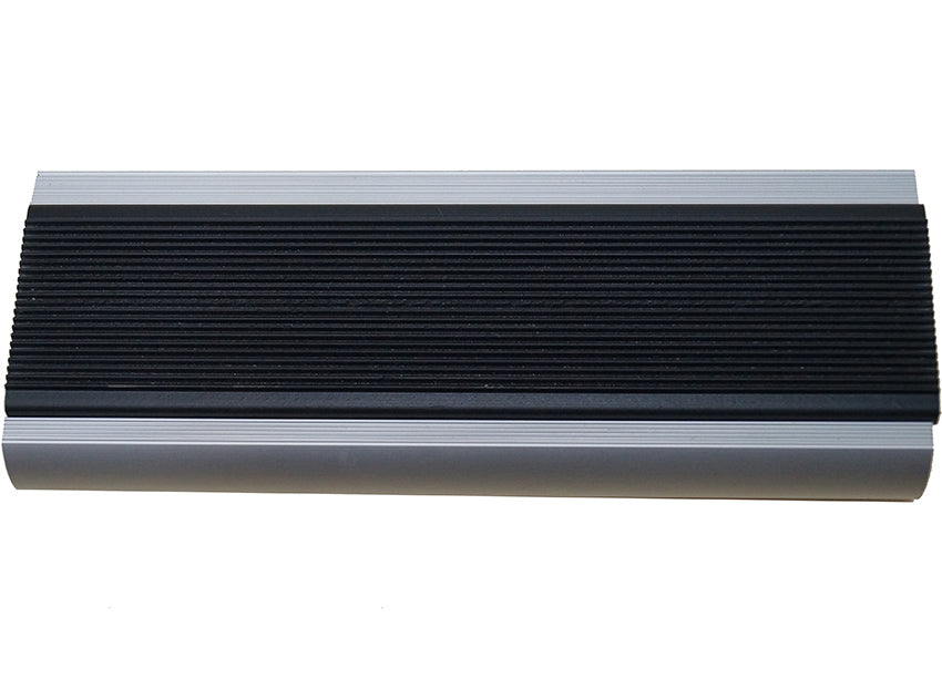 ANODISED ALUMINIUM BULLNOSE STAIR NOSING - 50mm GREY BLACK RED YELLOW RUBBER INSERT 3.66M LENGTH