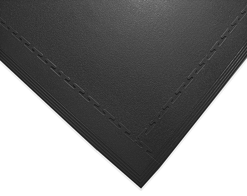 PVC Leather Look Interlocking Garage Flooring Tiles - Black