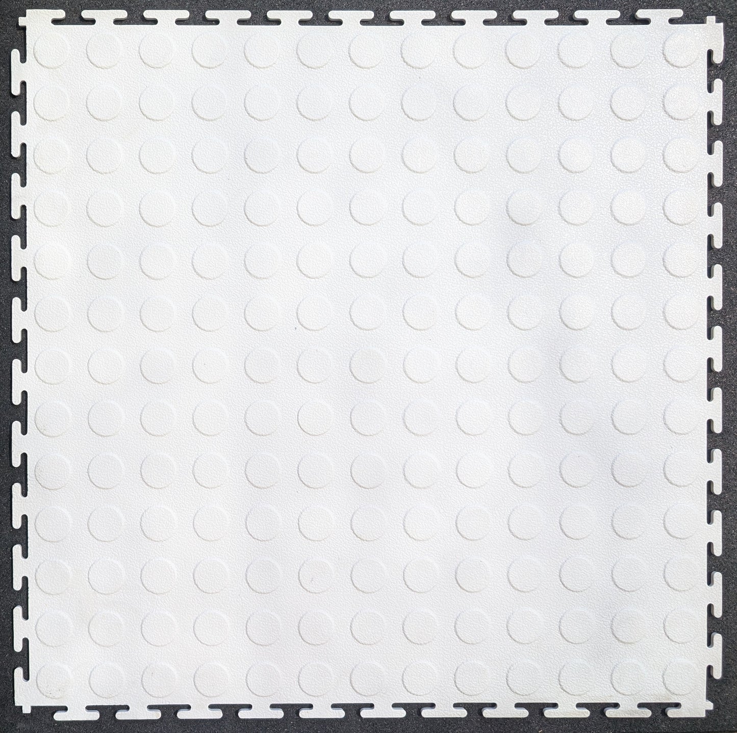 PVC COIN DOT INTERLOCKING 45.7cm x 45.7cm TILES - WHITE. CLEARANCE!
