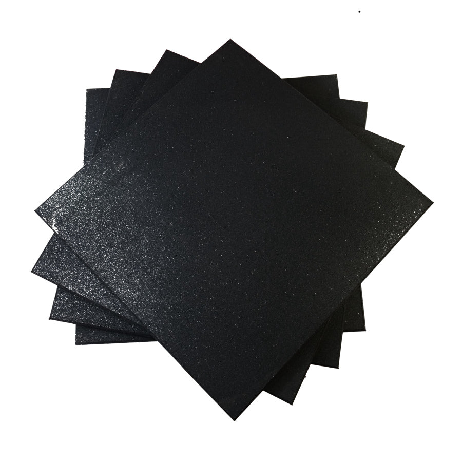 50cm x 50cm x 15mm Gym Rubber Tiles - Pure Black