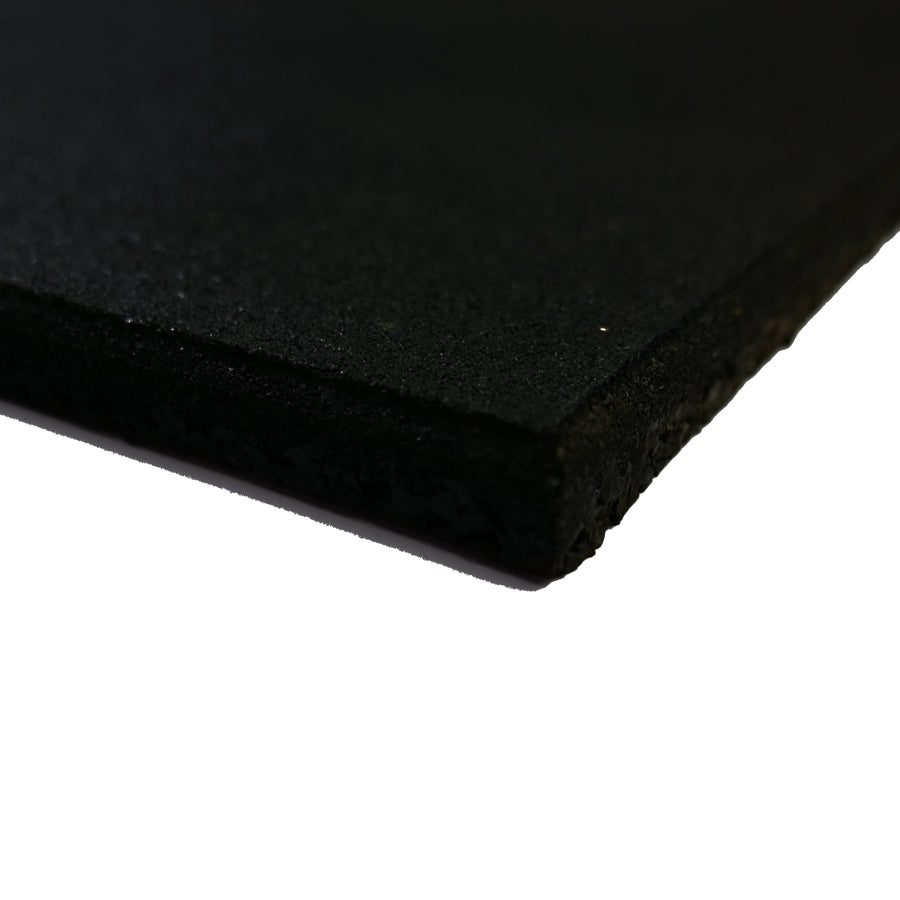 50cm x 50cm x 15mm Gym Rubber Tiles - Pure Black