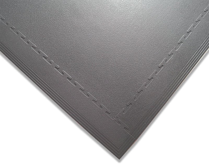 PVC Leather Look Interlocking Garage Flooring Tiles - Grey