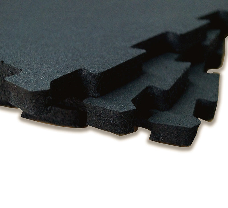 48cm X 48cm X 15mm INTERLOCKING GYM RUBBER **FACTORY SECONDS** TILES-BLACK-$4.88 EACH