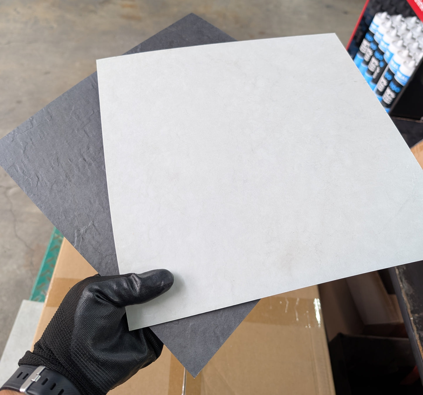 PG8927 & PG8841 CHECK PATTERN - GLUE DOWN - THE CLOSEST MATCH TO PURE BLACK & WHITE IN EMBOSSED VINYL TILES