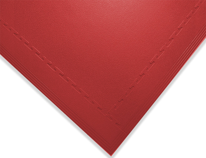 PVC Leather Look Interlocking Garage Flooring Tiles - Red