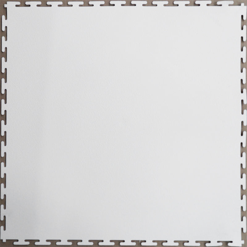 PVC Leather Look Interlocking Garage Flooring Tiles - White