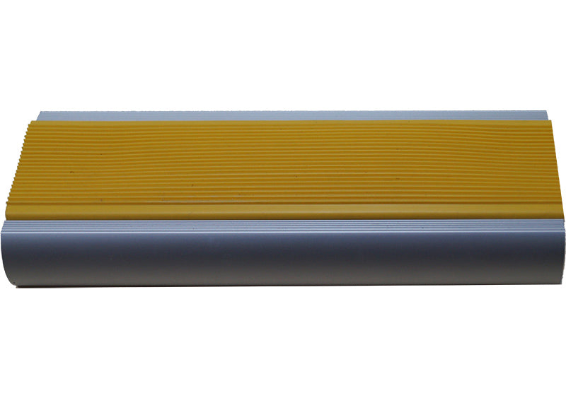 ANODISED ALUMINIUM BULLNOSE STAIR NOSING - 50mm GREY BLACK RED YELLOW RUBBER INSERT 3.66M LENGTH