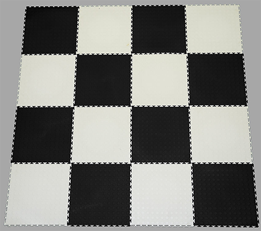 PVC Interlocking Tiles - Black & White Checker - Coin Dot