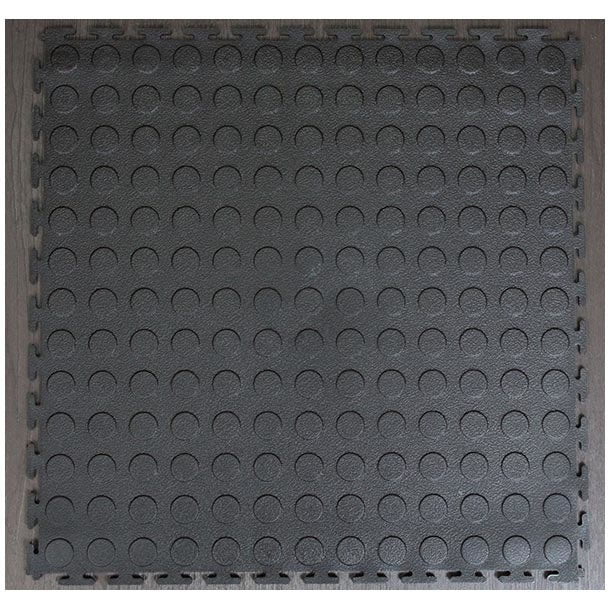 PVC Interlocking Tiles - Black & Grey Checker - Coin Dot