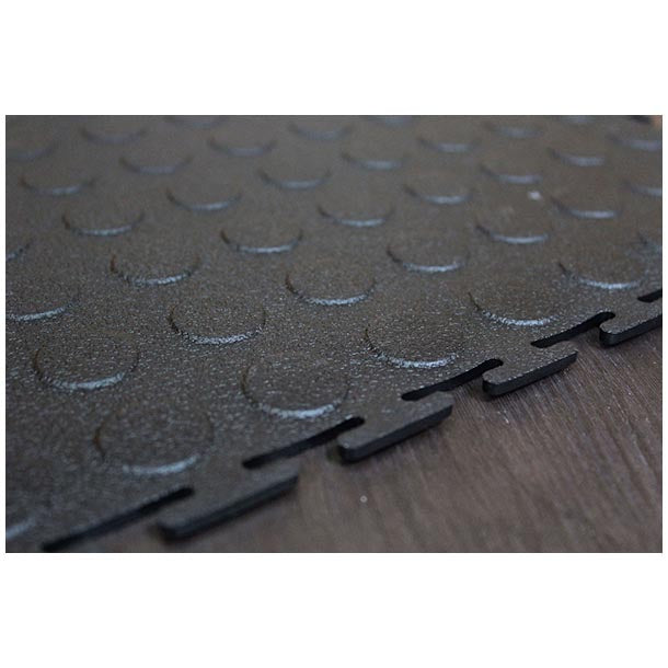 PVC Interlocking Tiles - Black - Coin Dot