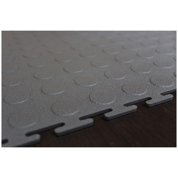 PVC Interlocking Tiles - Grey - Coin Dot