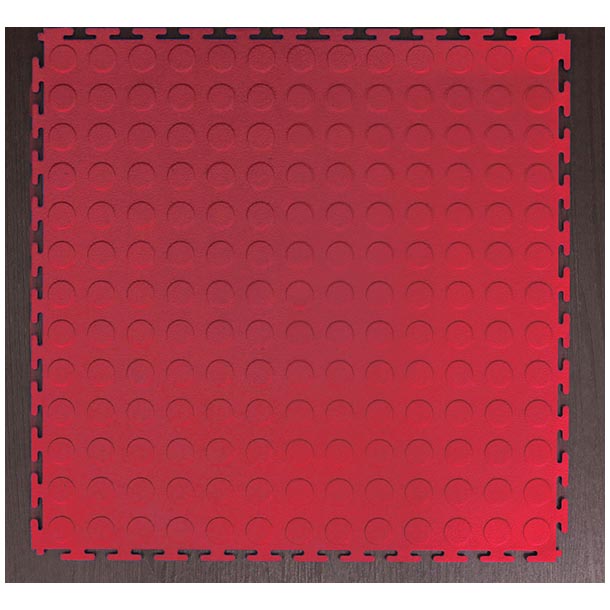 PVC Interlocking Tiles - Red - Coin Dot