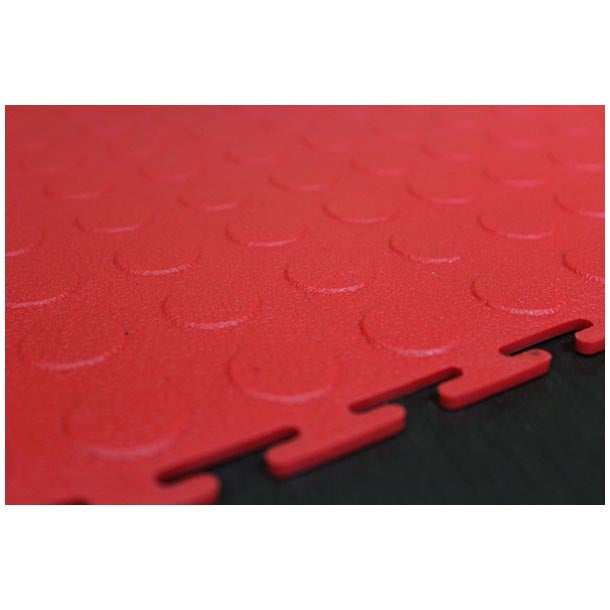 PVC Interlocking Tiles - Red - Coin Dot