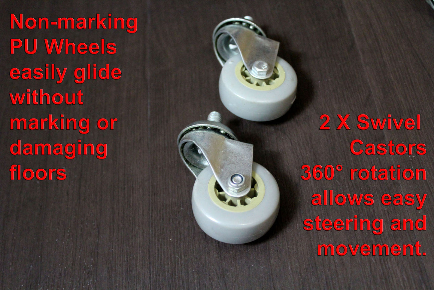 SET OF 4 PU CASTORS 5cm - 2 with FOOT BRAKE