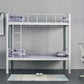 SINGLE BUNK BED - SILVER WHITE - SQUARED METAL