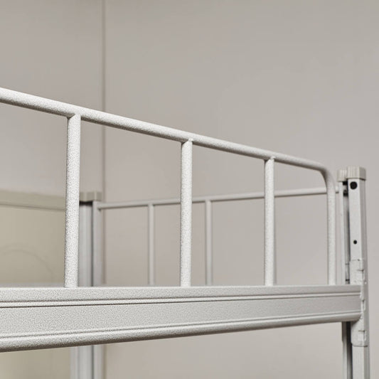 SINGLE BUNK BED - SILVER WHITE - SQUARED METAL