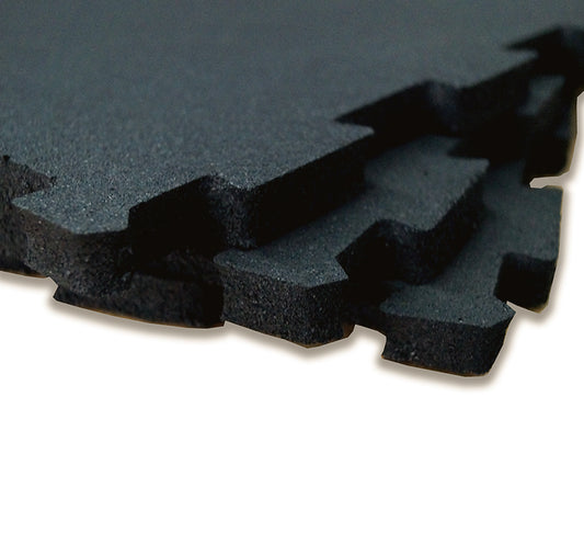 48cm X 48cm X 15mm INTERLOCKING GYM RUBBER **FACTORY SECONDS** TILES-BLACK-$4.88 EACH