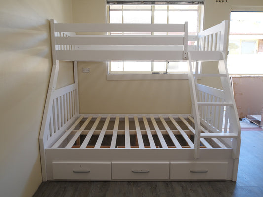 TRIO BUNK BED - PURE WHITE - TIMBER BUILD