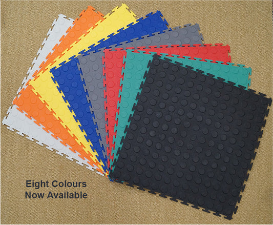 PVC Interlocking Tiles -Grey & White Checker - Coin Dot