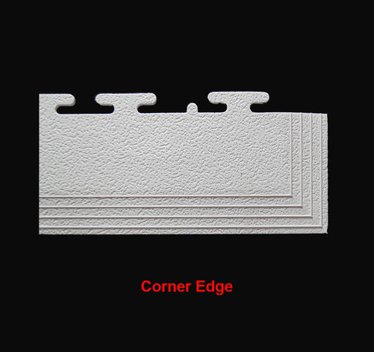 PVC Coin Dot Garage Flooring - Corner Ramps - White