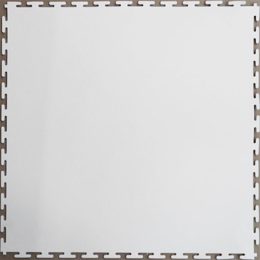 PVC Leather Look Interlocking Garage Flooring Tiles - White