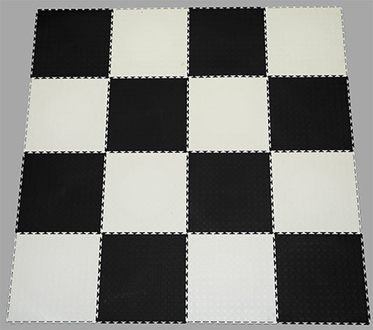 PVC Interlocking Tiles - Black & White Checker - Coin Dot