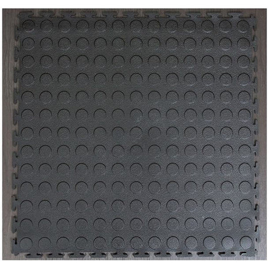 PVC Interlocking Tiles - Black - Coin Dot