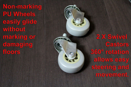 SET OF 4 PU CASTORS 5cm - 2 with FOOT BRAKE